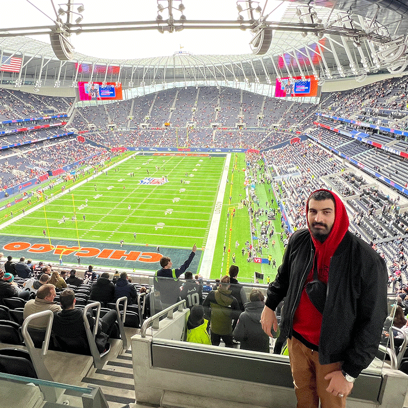 image of Ahmed in a sports stadium