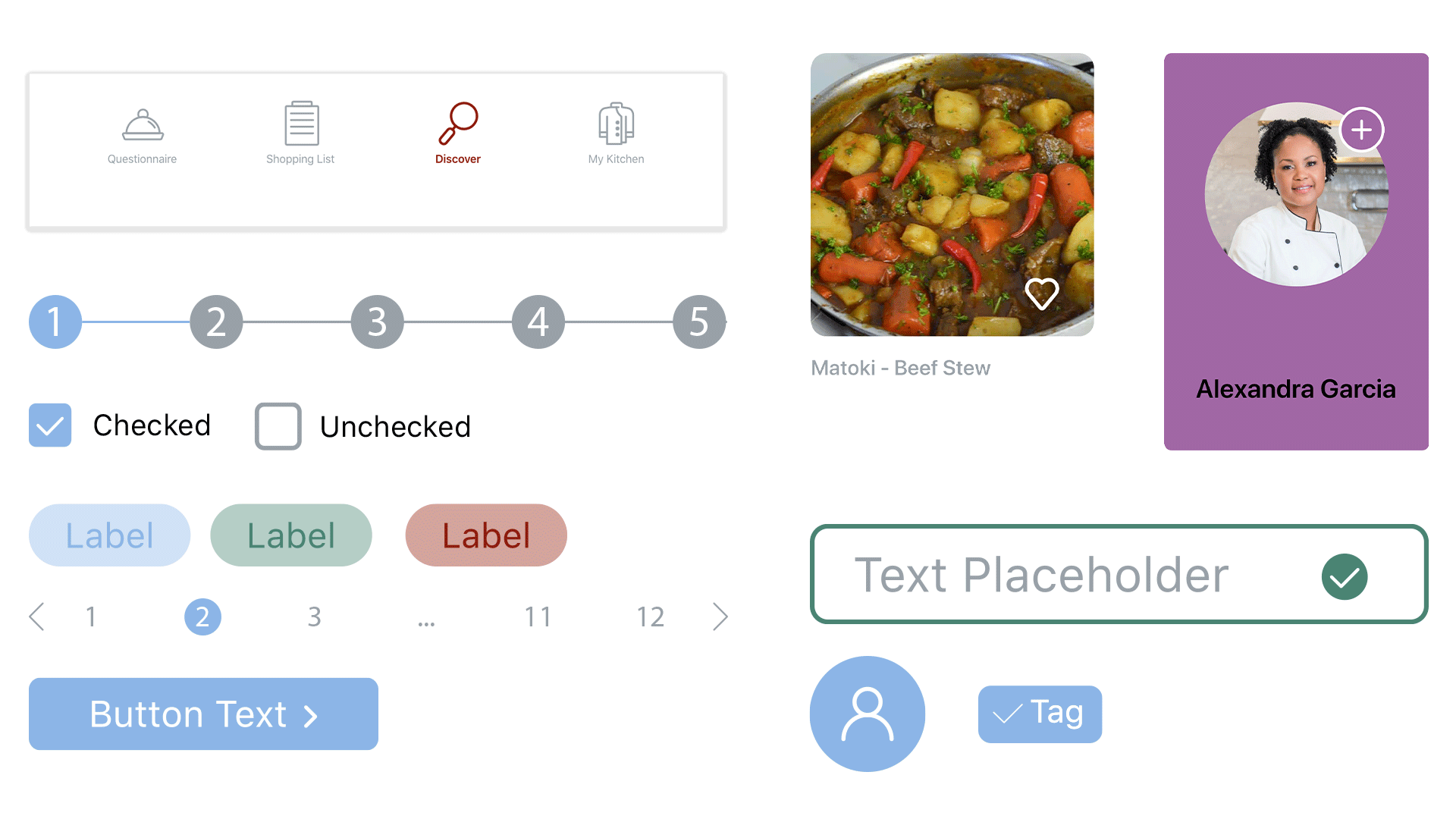 A selection of Fork & Spoon's components