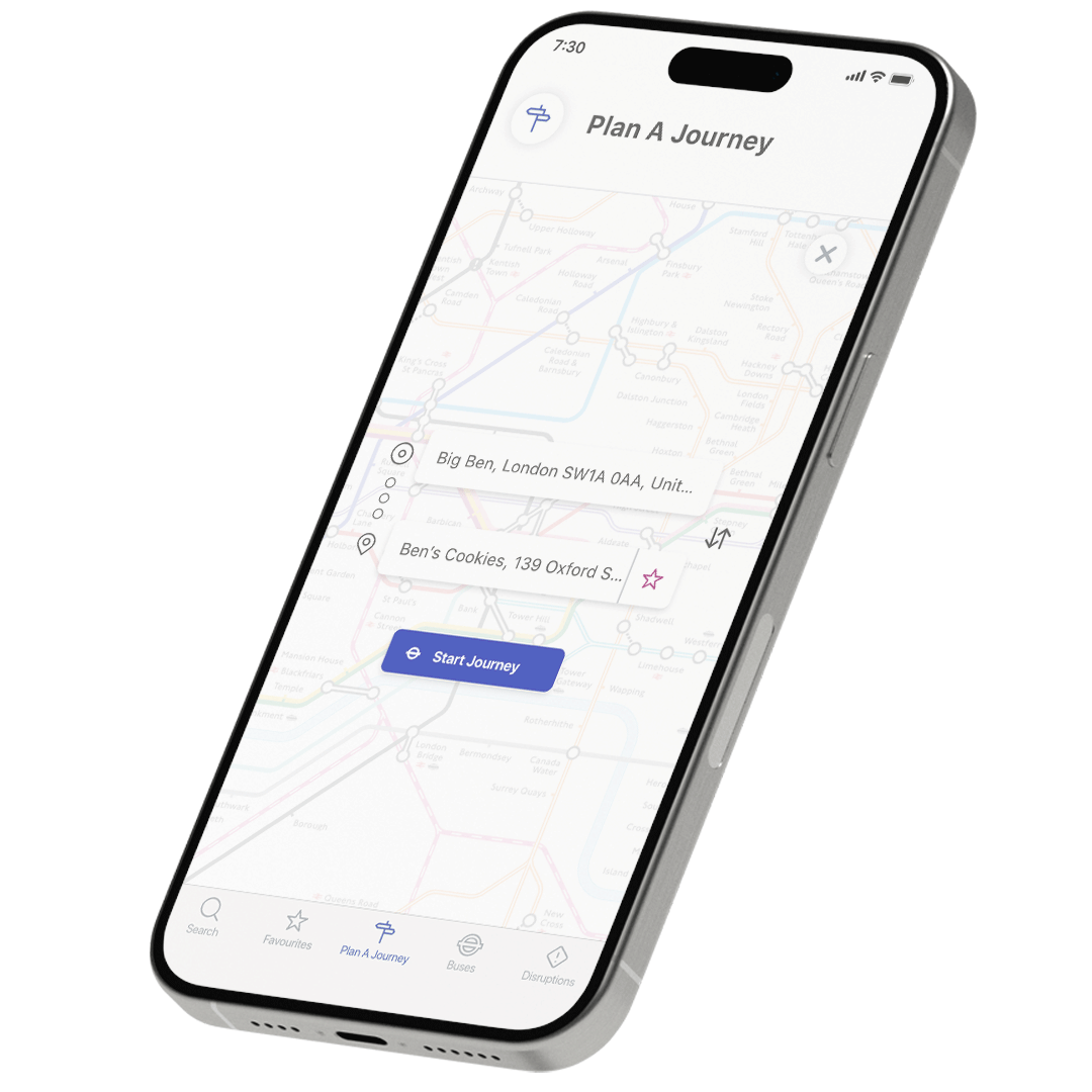 Phone showcasing the Plan A Journey page